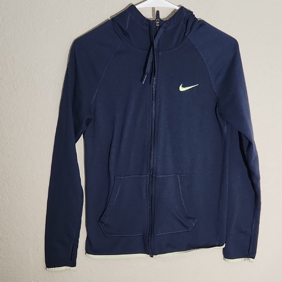 Nike Jacket womens Dri Fit Size Xs Blue Light Green Thumb Holes Has Flaws - Picture 1 of 10